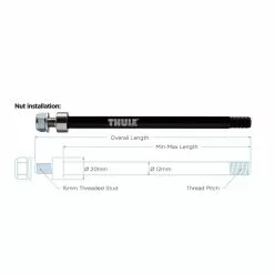 Thule Perno Passante Syntace X-12 M12x1.0 Per Carrellino Carrello -Vendite Ricambi Ebike thule perno passante syntace x 12 m12x10 1